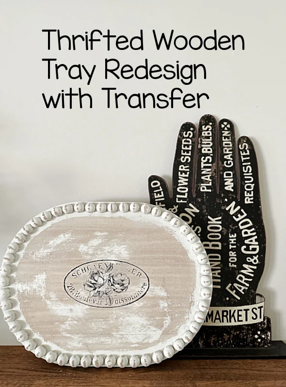 Tray with image and hand sign