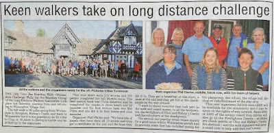 Two photographs and a write up about the walk from the newspaper