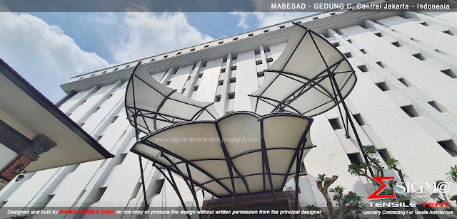 MABESAD kontraktor canopy tensile membrane atap membran tension membran Lobby Gedung C Andika Perkasa