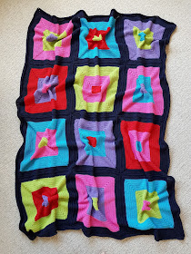 Click to find out more about this easy bright crochet colour block blanket.