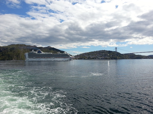 P&O cruise ship Azura in Bergen, Norway during a fjords cruise