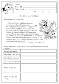 Atividade Folclore 3º e 4º Ano