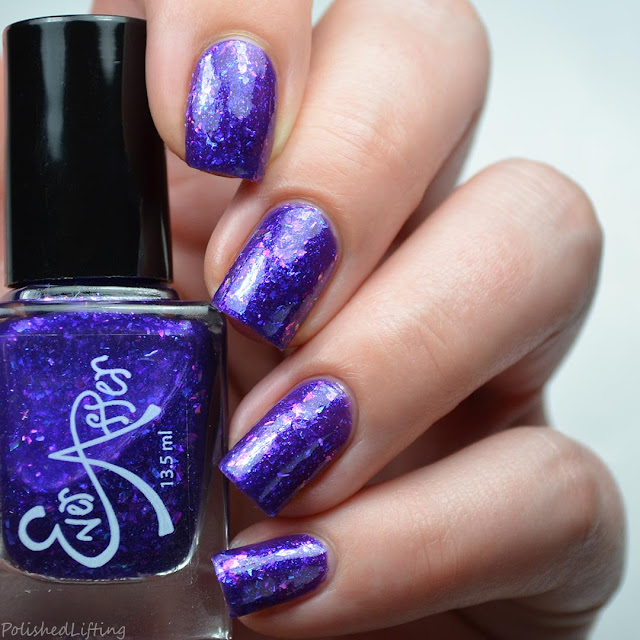 purple jelly nail polish with purple flakies