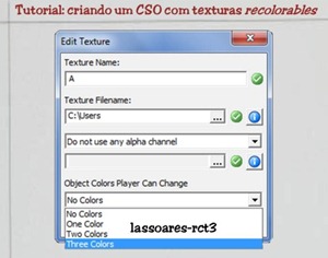 Tutorial - criando um CSO com texturas recolorables (lassoares-rct3) RCT Importer II