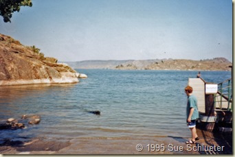 joe watching sadie swim in columbia river 2