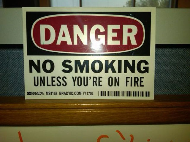 funny warning sign - danger no smoking