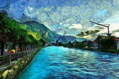 River running through Interlaken - Fine Art America Print