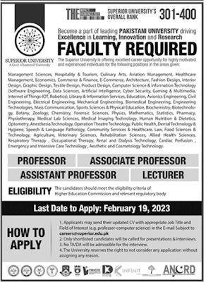 Superiors University Jobs January 2023