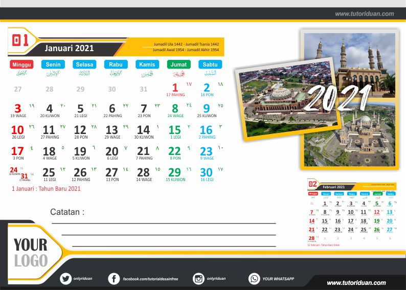  Desain  Kalender  Duduk 2021  dengan CorelDraw Free  CDR 