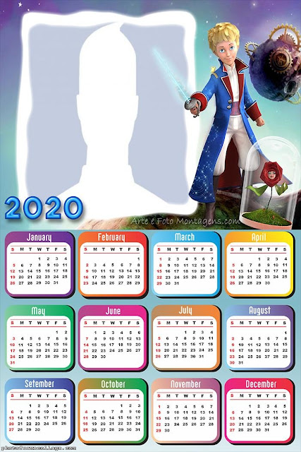 El Principito: Calendario 2020 para Imprimir Gratis.