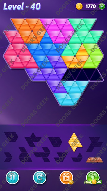 Block! Triangle Puzzle Master Level 40 Solution, Cheats, Walkthrough for Android, iPhone, iPad and iPod