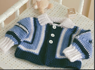  Crochet ribbed collar sweater for baby 