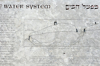 sign explaining King Ahab water shaft and tunnel system at megiddo israel