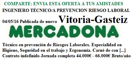 Vitoria-Gasteiz. Lanzadera de Empleo Virtual. Oferta Mercadona