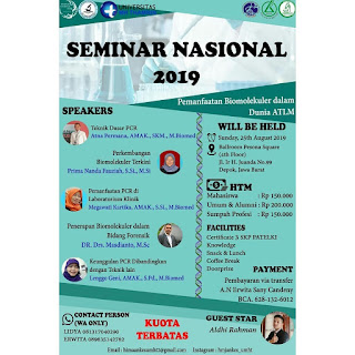 SEMINAR NASIONAL PEMANFAATAN BIOMOLEKULER DALAM DUNIA ATLM  HIMA Analis Kesehatan Universitas MH Thamrin 2019