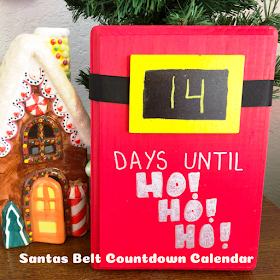 Countdown to Christmas with this super easy Santa's belt countdown calendar. For those of us who don't have a cutting machine, this is quick and easy to make and still looks awesome.