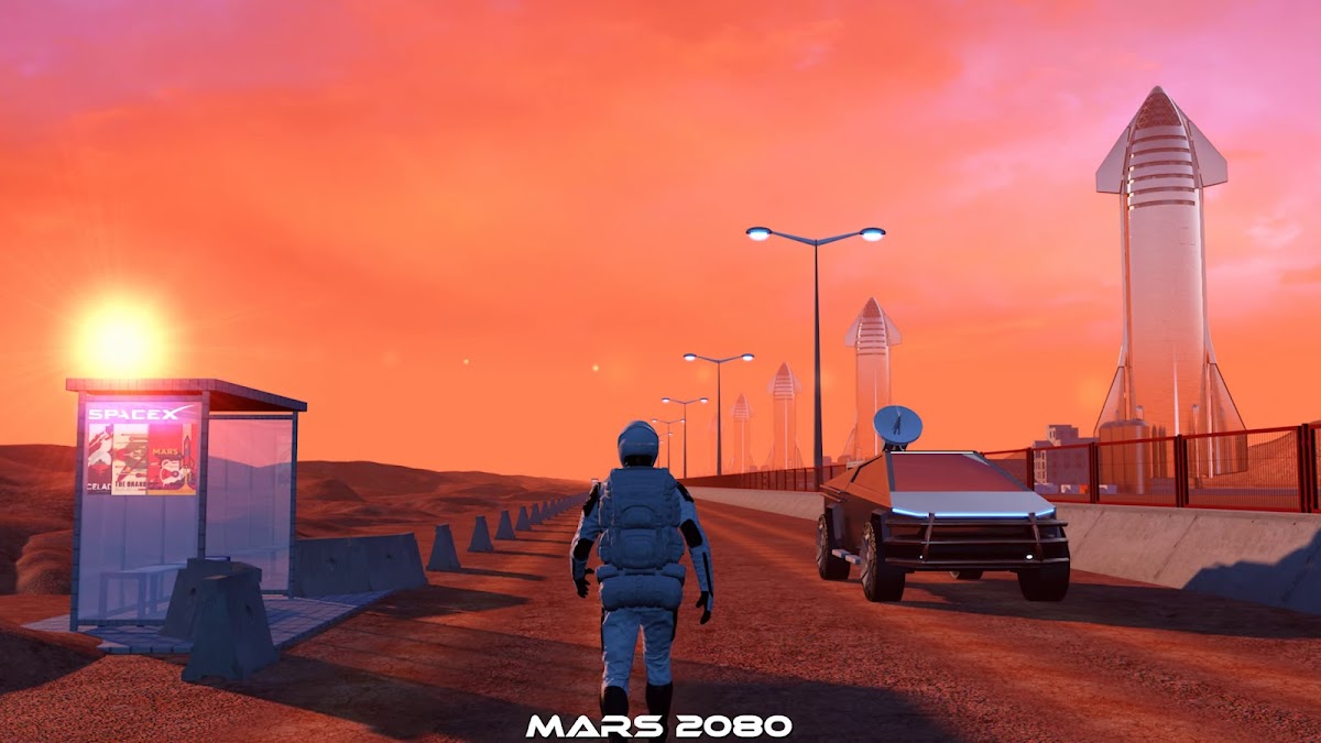 Starman walking near Starship spaceport at Mars Base Alpha by iamVisual
