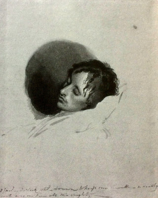 Portrait of Keats on his death-bad by Joseph Severn, 1821 in Rome,  John Keats in Rome, John Keats w Rzymie, Romantic Poet