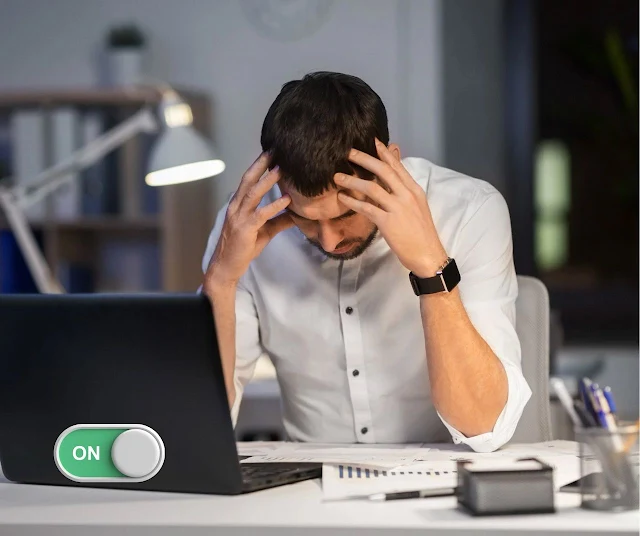 A man looks so stressed out from work