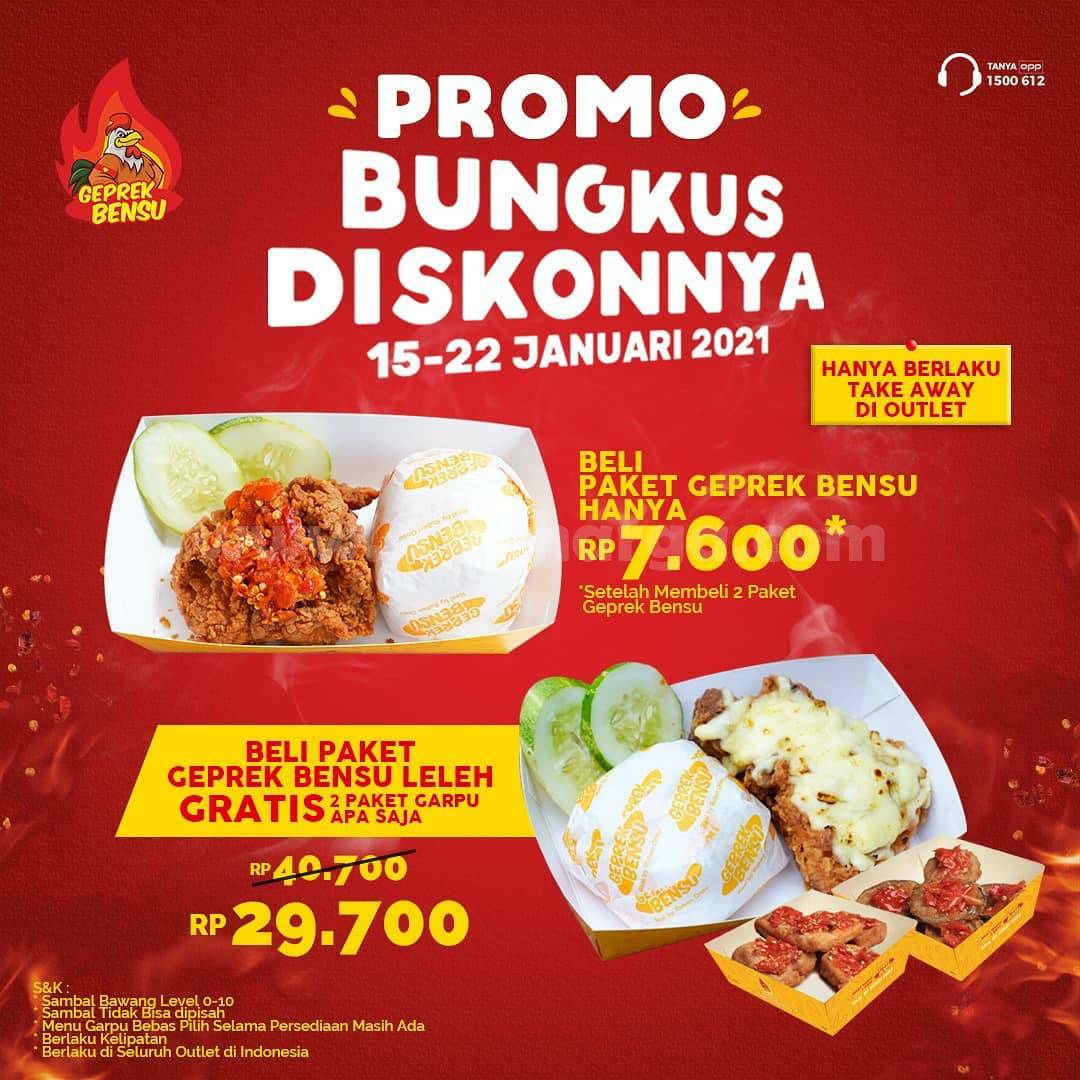 Geprek Bensu Promo Bungkus Diskonnya! Beli Paket Geprek Bensu hanya Rp 7.600