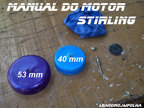 Manual do motor Stirling, tampas com medidas usadas para fazer o pistão de trabalho 