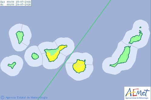 aviso amarillo por altas temperaturas Gran Canaria, Tenerife, 19 julio