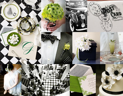 Wedding Black and Whiteand Green I love weddings that don't fall into 