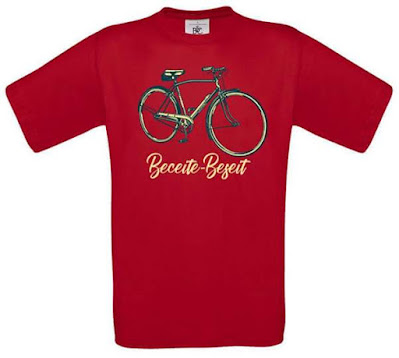 beceite , beseit, camiseta, manga corta,roja, bicicleta, festa casats, hombre