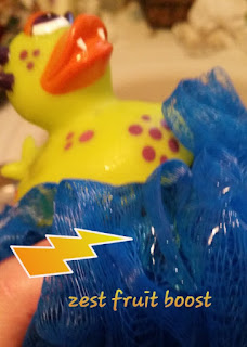 zest fruitboost citrus splash gel on monster duck pouff