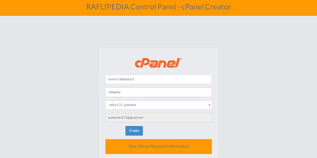 Script cPanel Creator Created by RAFLIPEDIA