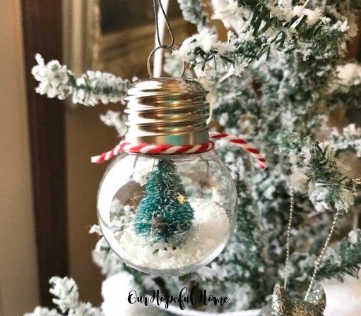 clear diy ornament snow globe bottle brush tree faux snow