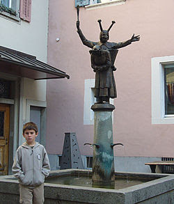 Bronze statue in Zug Old Town.