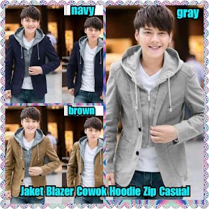 Jaket Blazer Cowok Hoodie Zip Casual