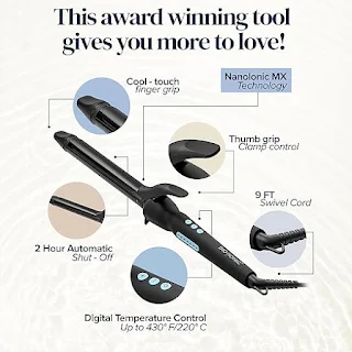 Bio Ionic Long Barrel Styler, Curling Iron with Moisture Heat Technology & NanoIonic MX