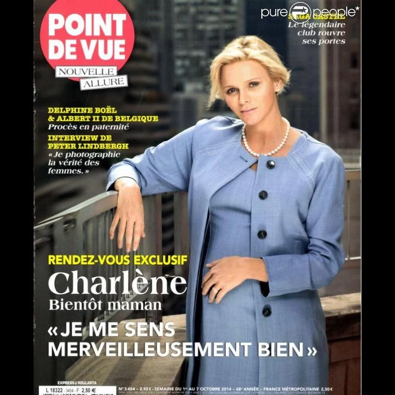 La Princesse Charlène bientôt maman, pose en Une de l'hebdomadaire Point de Vue cette semaine