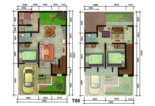 Minimalist House Plan Type 70 Two Floors 1