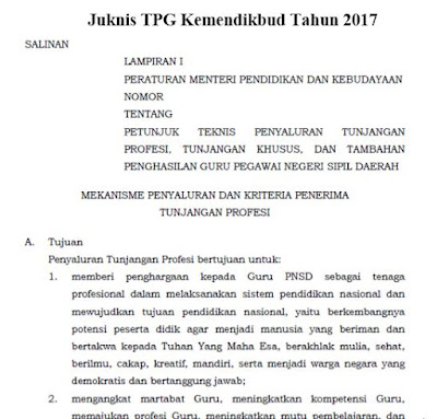 Juknis TPG Kemendikbud Tahun 2017