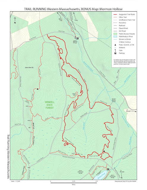 trail map of the Mormon Hollow region of Wendell State Forest