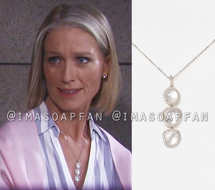 Cassandra Pierce, Jessica Tuck, Mother-of-Pearl Triple Drop Pendant Necklace, General Hospital, GH