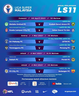 jadual liga super perlawanan ke 11