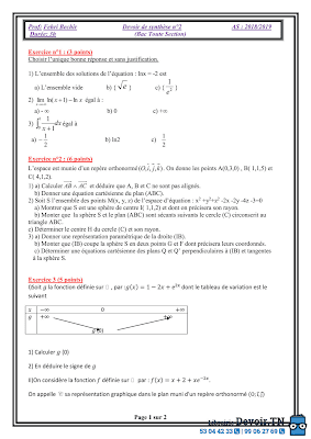 devoir de synthèse 2 math bac Math