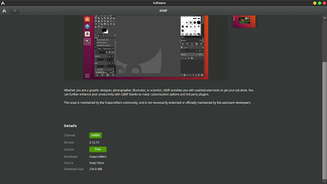 Installing GIMP using Snapcraft on Desktop Store