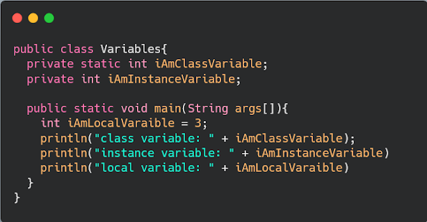 Difference between class, instance and local variables in Java? Example