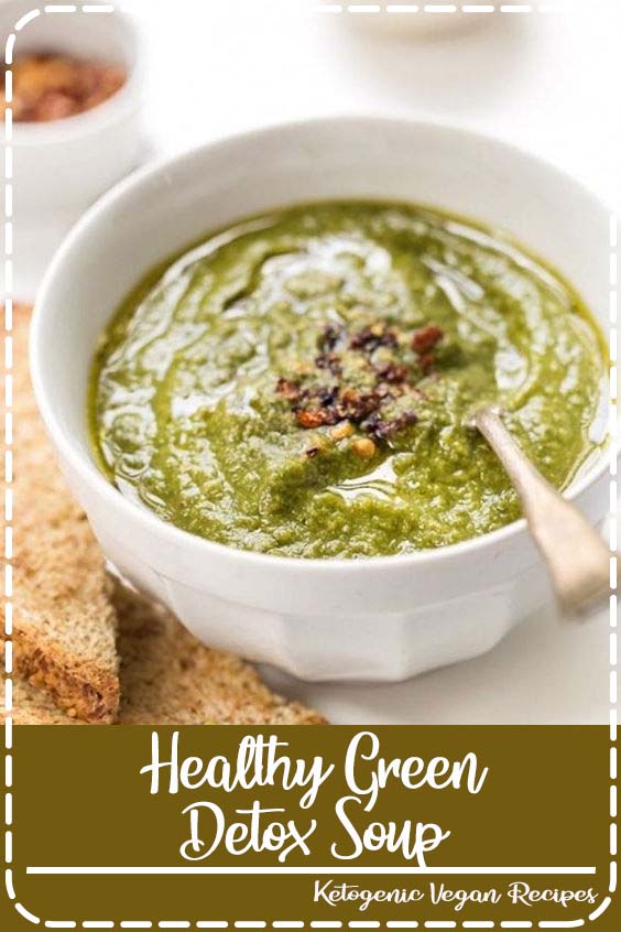 This super healthy green DETOX SOUP is packed with cleansing greens, it's hearty, cozy and delicious! #vegan #cleanse #detox #soup