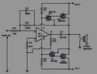 rangkaian 12 Volt hifi power amplifier 