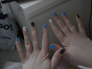 Skittles nails skittle mani blue gray grey white polish