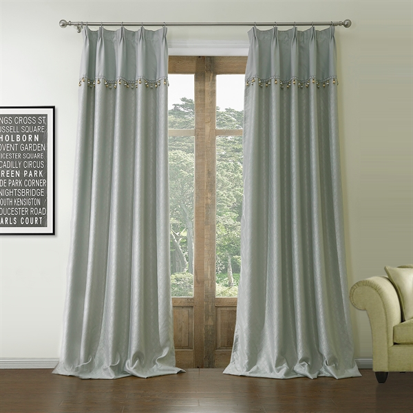 Room Darkening Curtain Jacquard Grey Geometric Polyester & Cotton Custom Curtain - 560 (One Panel)