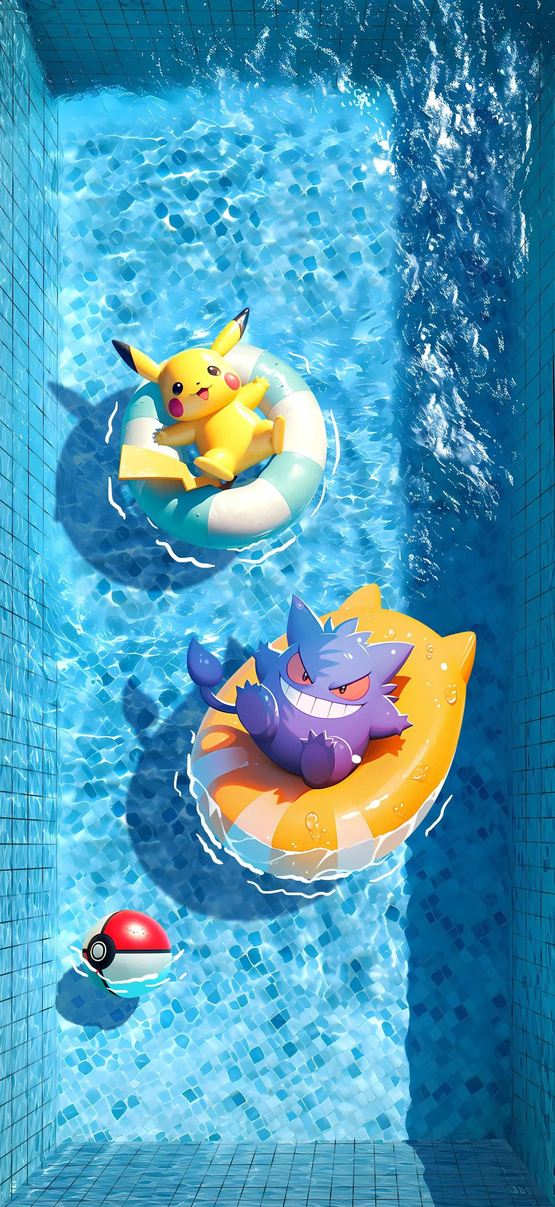Pikachu Gengar Pokémon Optic illusion pool - Wallpaper 4K HD Phone Wallpaper Background