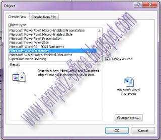 Embed MS Word pada MS Excel 2010