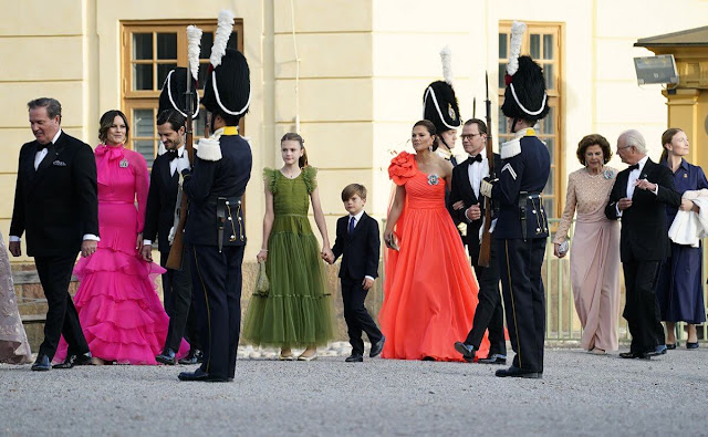 Princess Mary in Lasse Spangenberg gown, Estelle in H&M dress, Sofia in Lars Wallin gown. Princess Madeleine in Valentino
